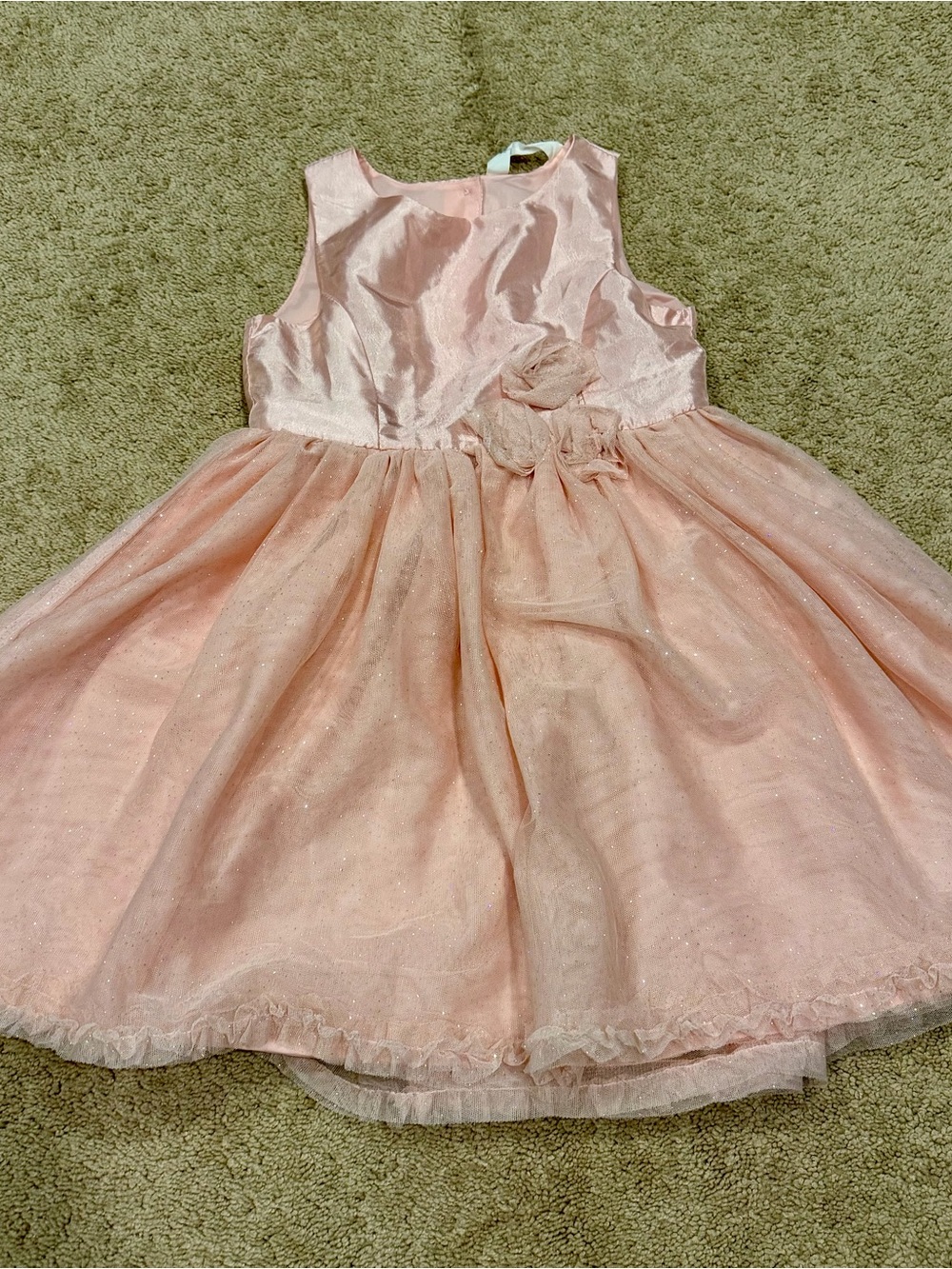 Girls Size 7/8 Pink Sparkle A Line Sleeveless Dress with Tulle by H&M
